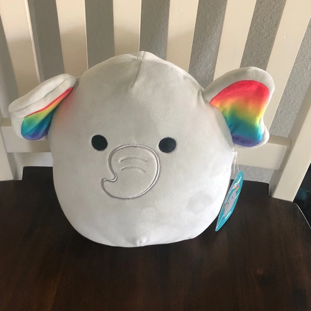 Mila the Elephant Squishmallow with Rainbow Ears